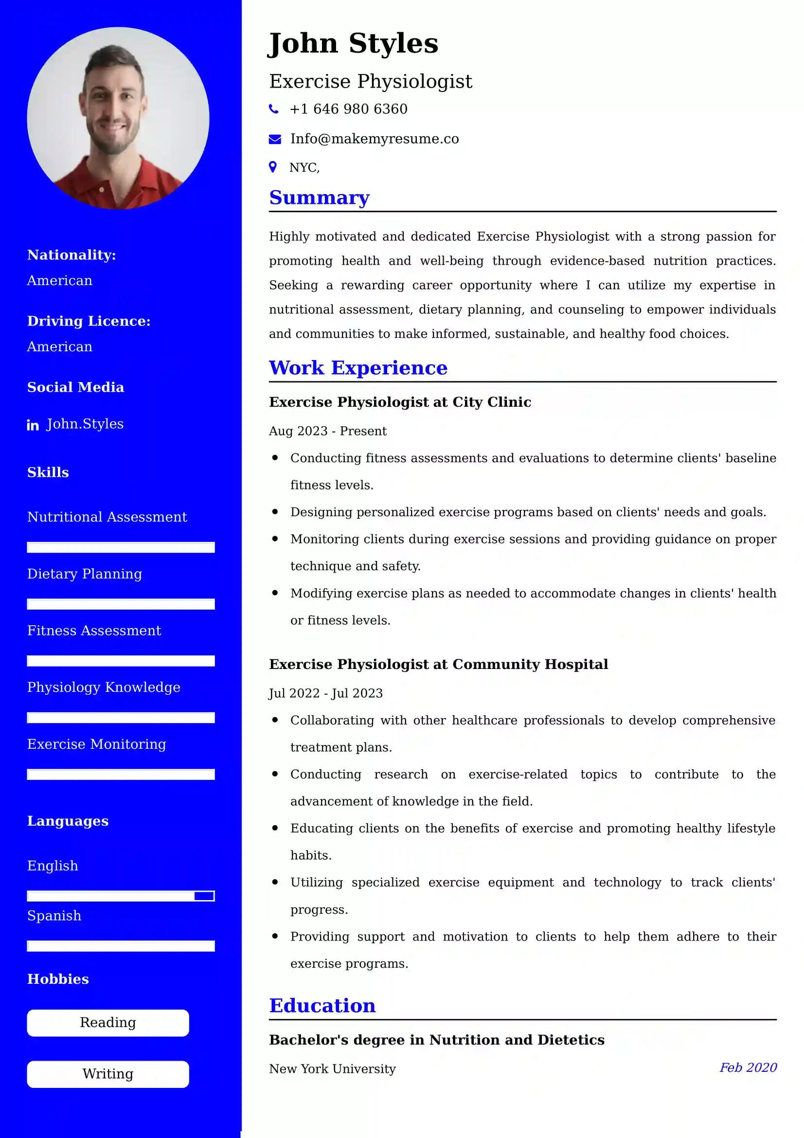Exercise Physiologist Resume Examples - UK Format, Latest Template.