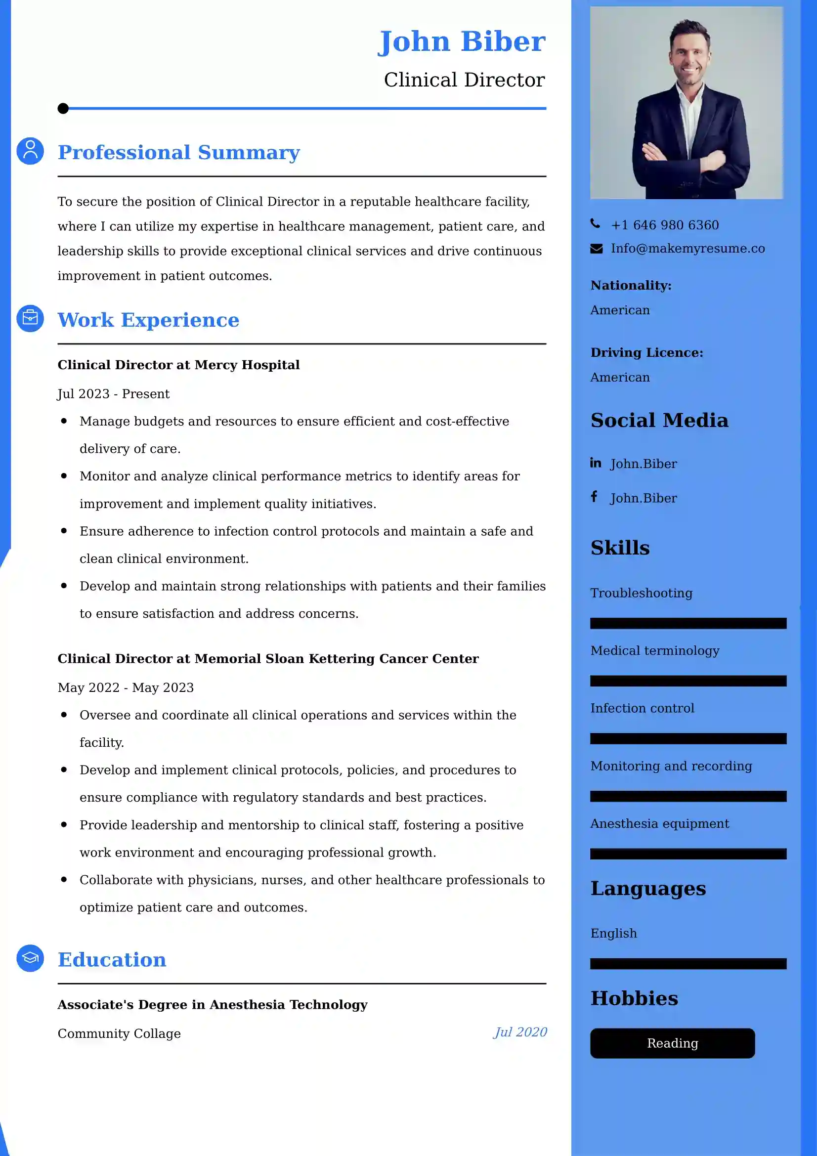 Clinical Director Resume Examples - UK Format, Latest Template.