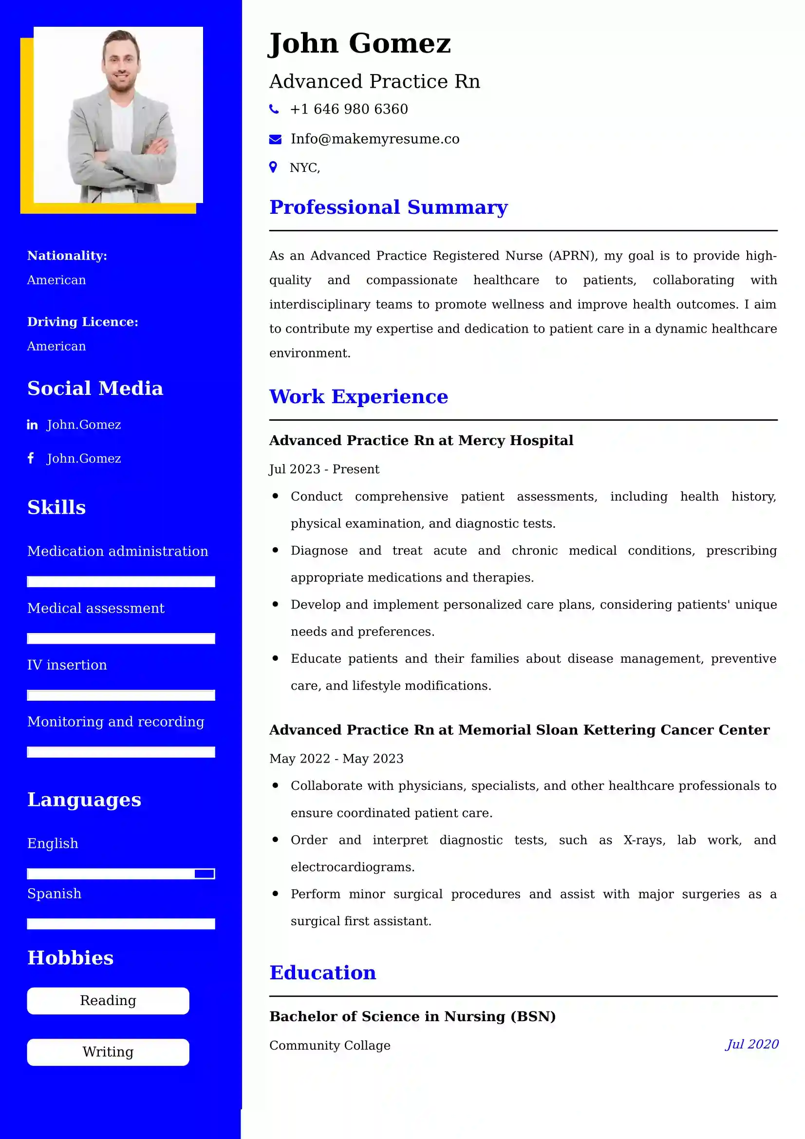 Advanced Practice Rn Resume Examples - UK Format, Latest Template.