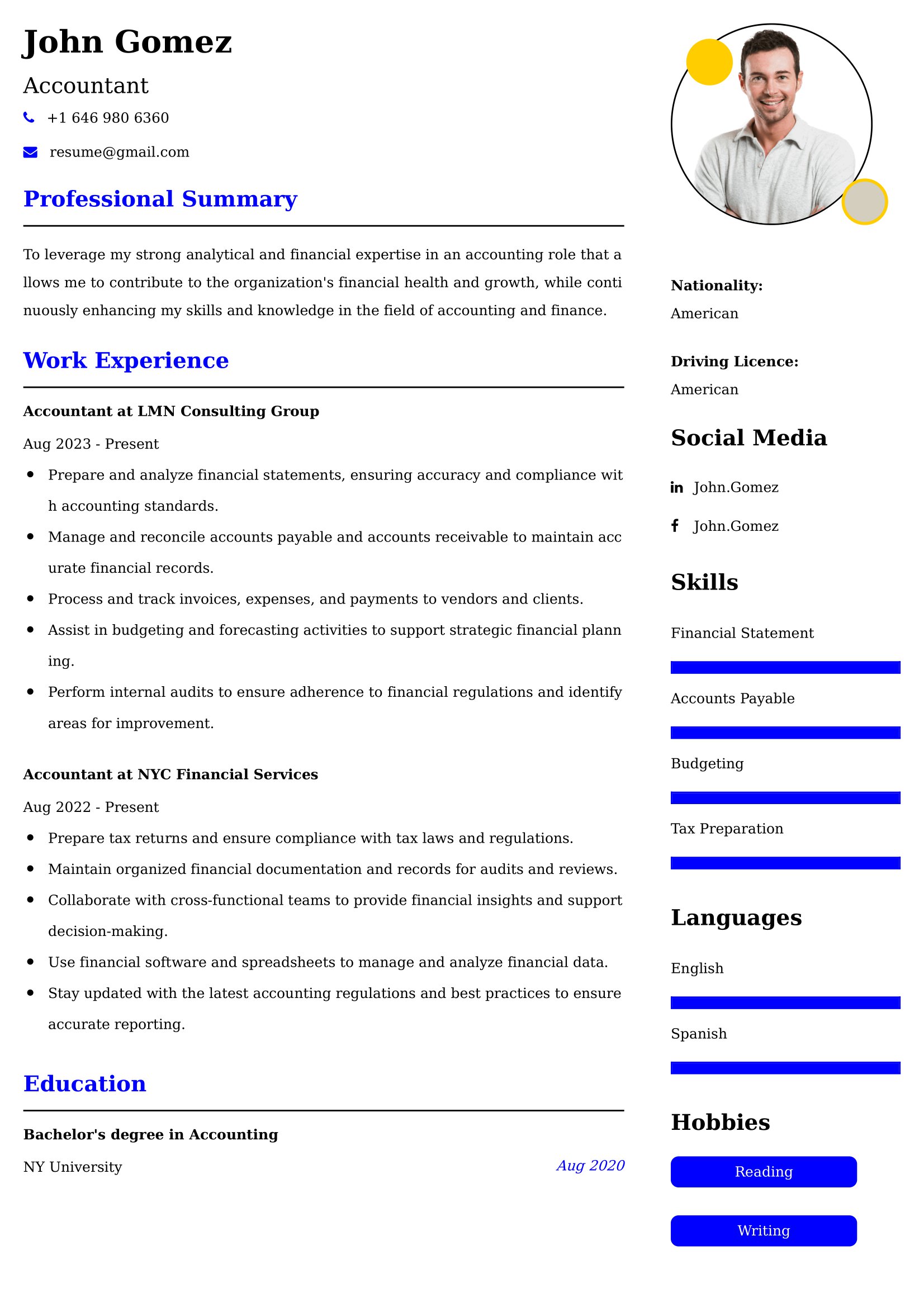 42+ Professional Accounting Resume Examples, Latest CV Format