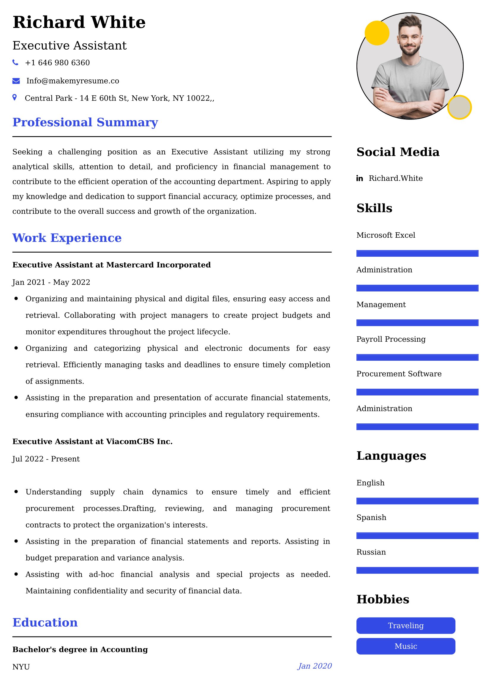 Executive Assistant Resume Examples - UK Format, Latest Template.