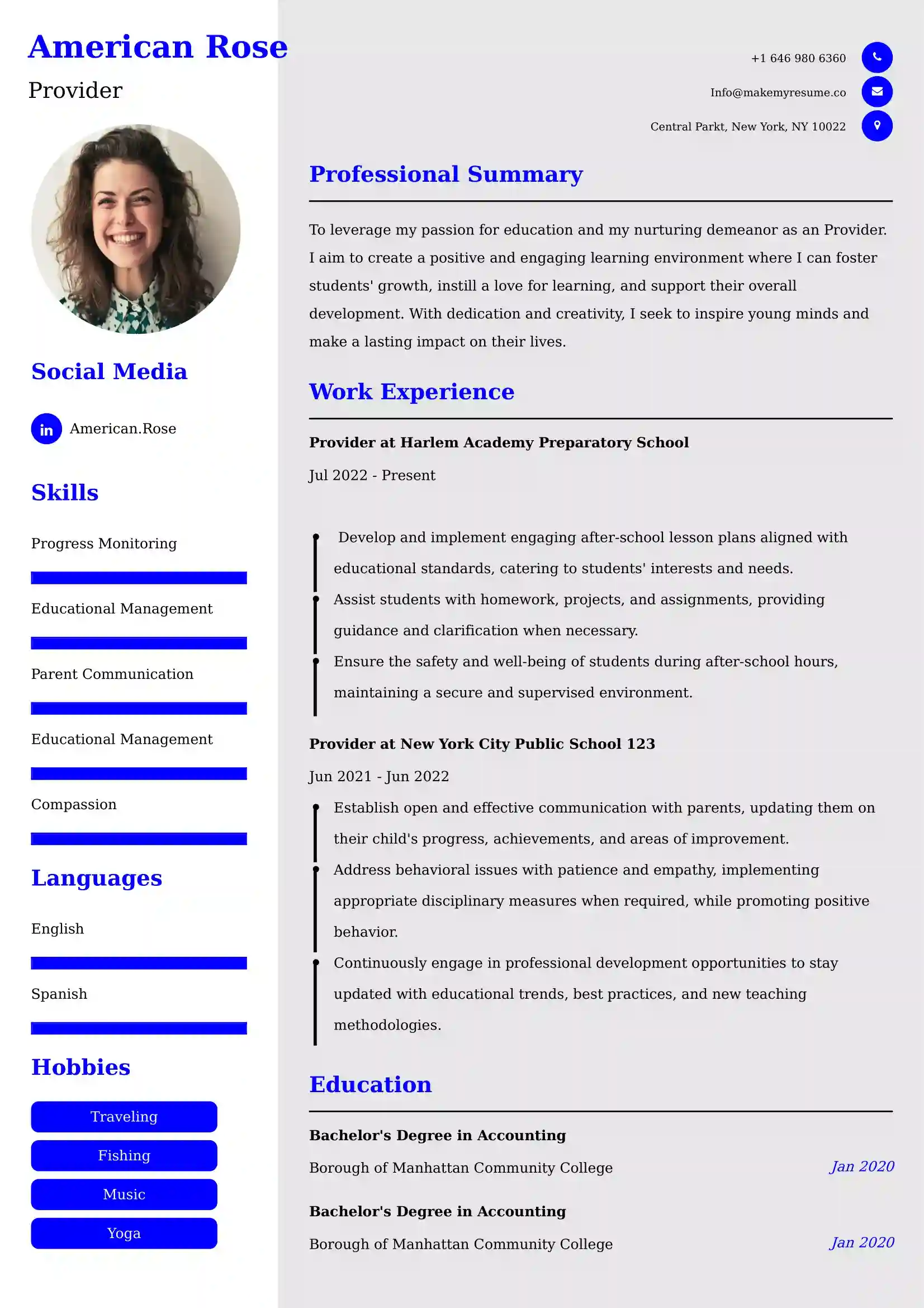 Provider Resume Examples - UK Format, Latest Template.