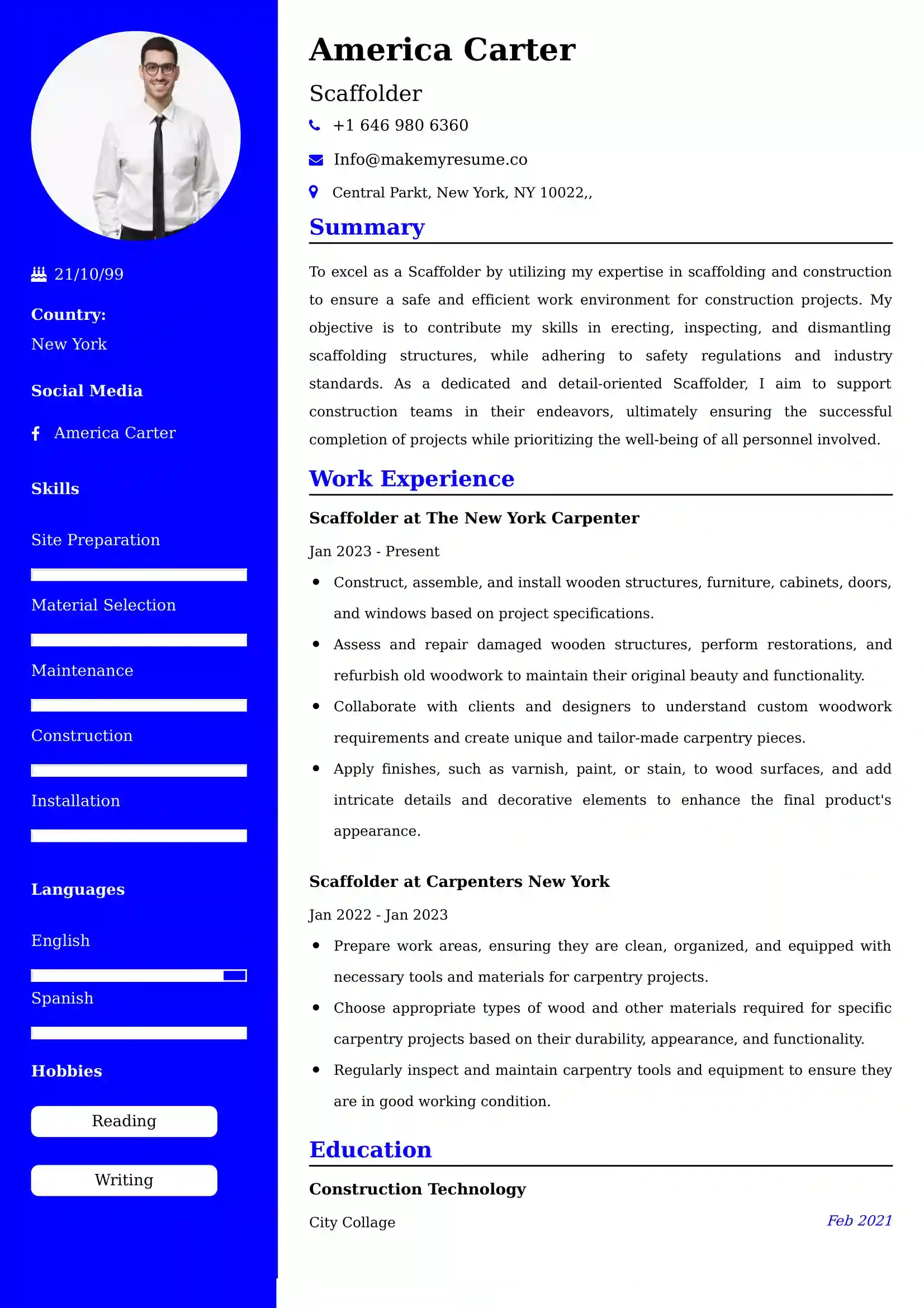 Scaffolder Resume Examples - UK Format, Latest Template.