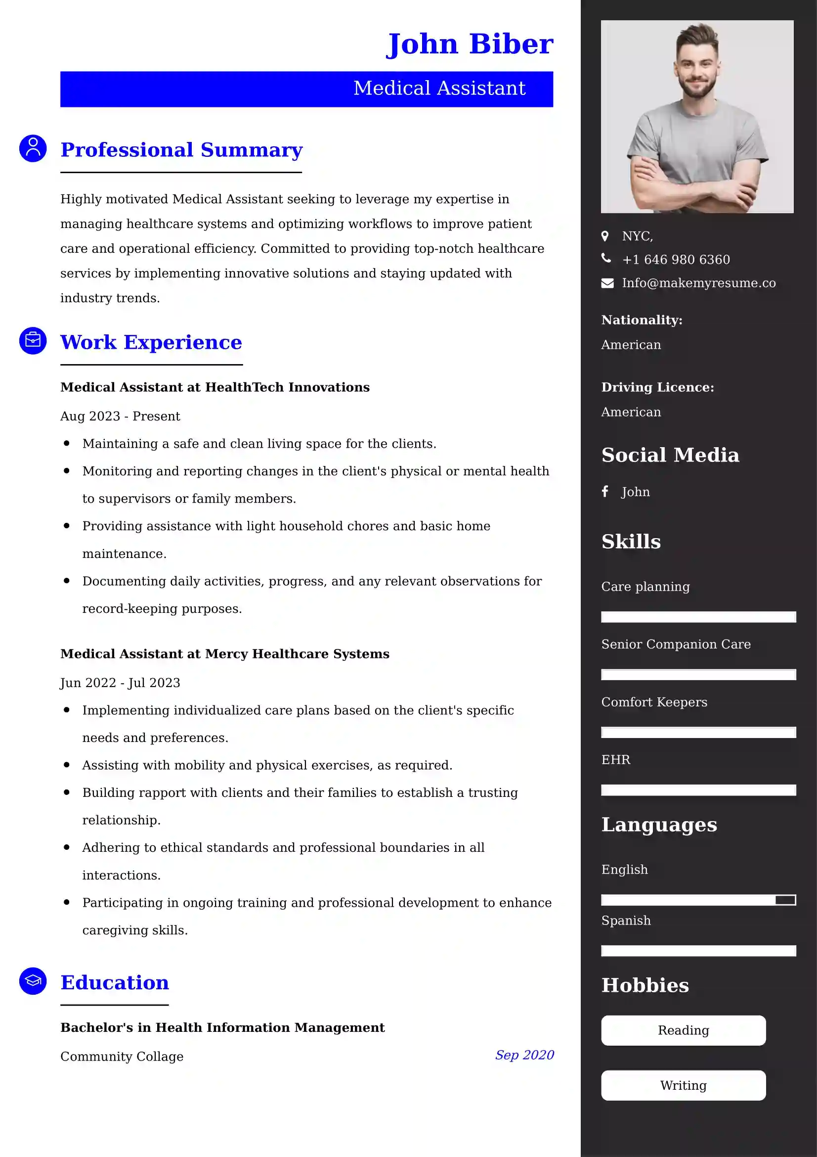 Medical Assistant Resume Examples - UK Format, Latest Template.