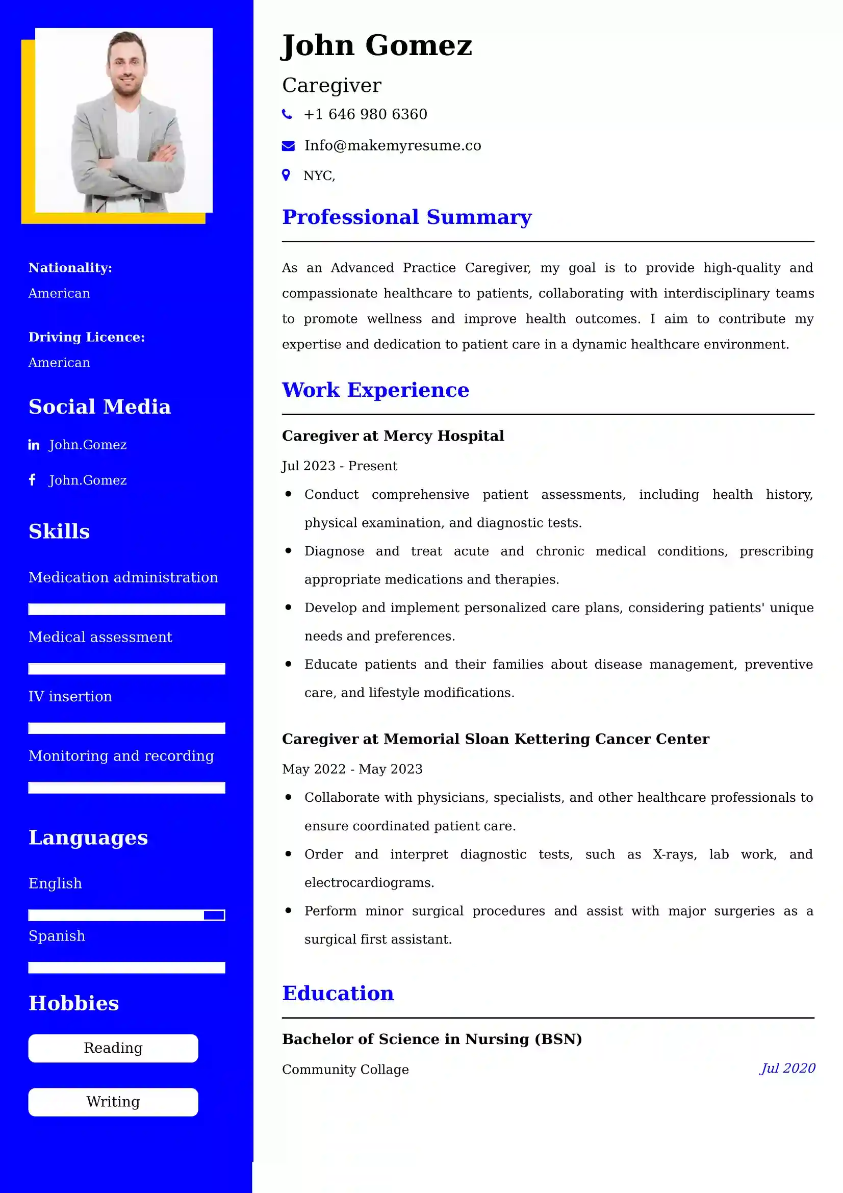 Caregiver Resume Examples - UK Format, Latest Template.
