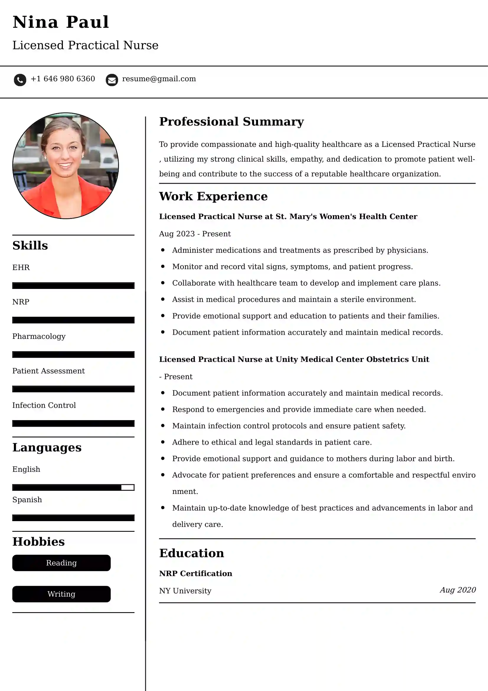 Lpn Resume Examples - UK Format, Latest Template.