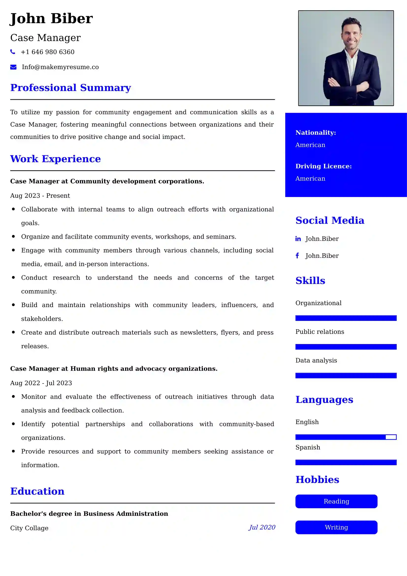 Case Manager Resume Examples - UK Format, Latest Template.