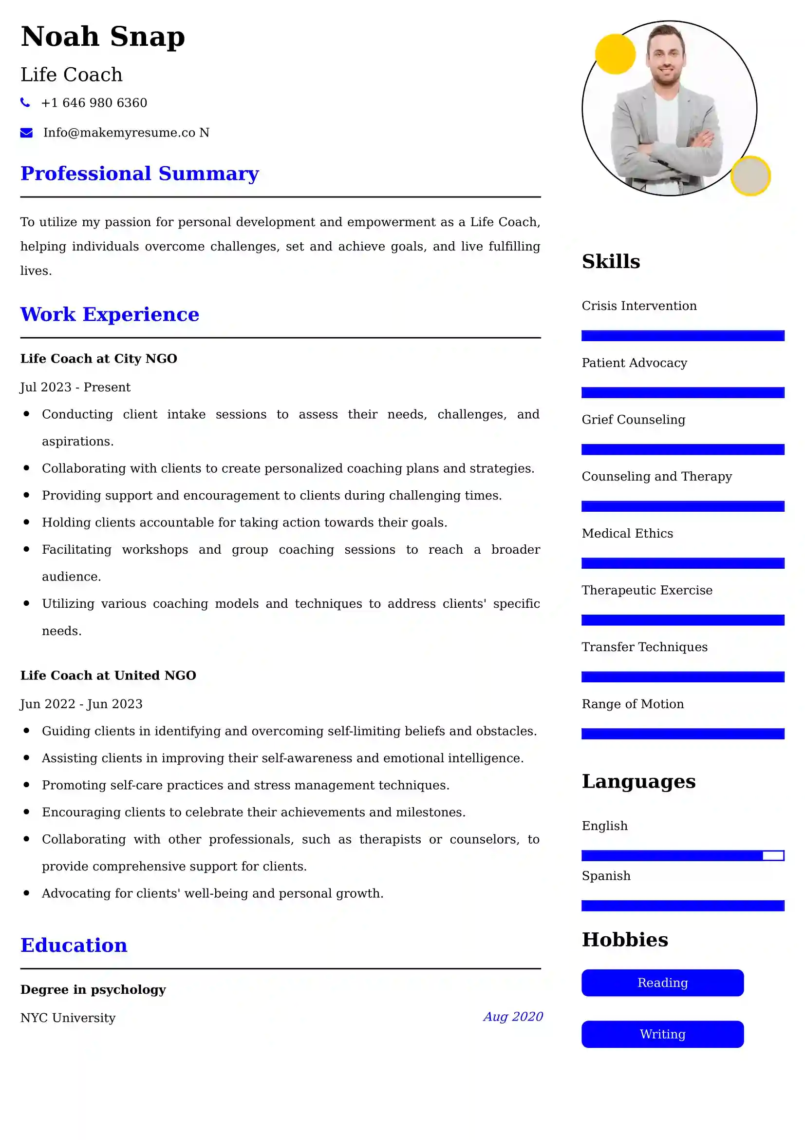 Life Coach Resume Examples - UK Format, Latest Template.