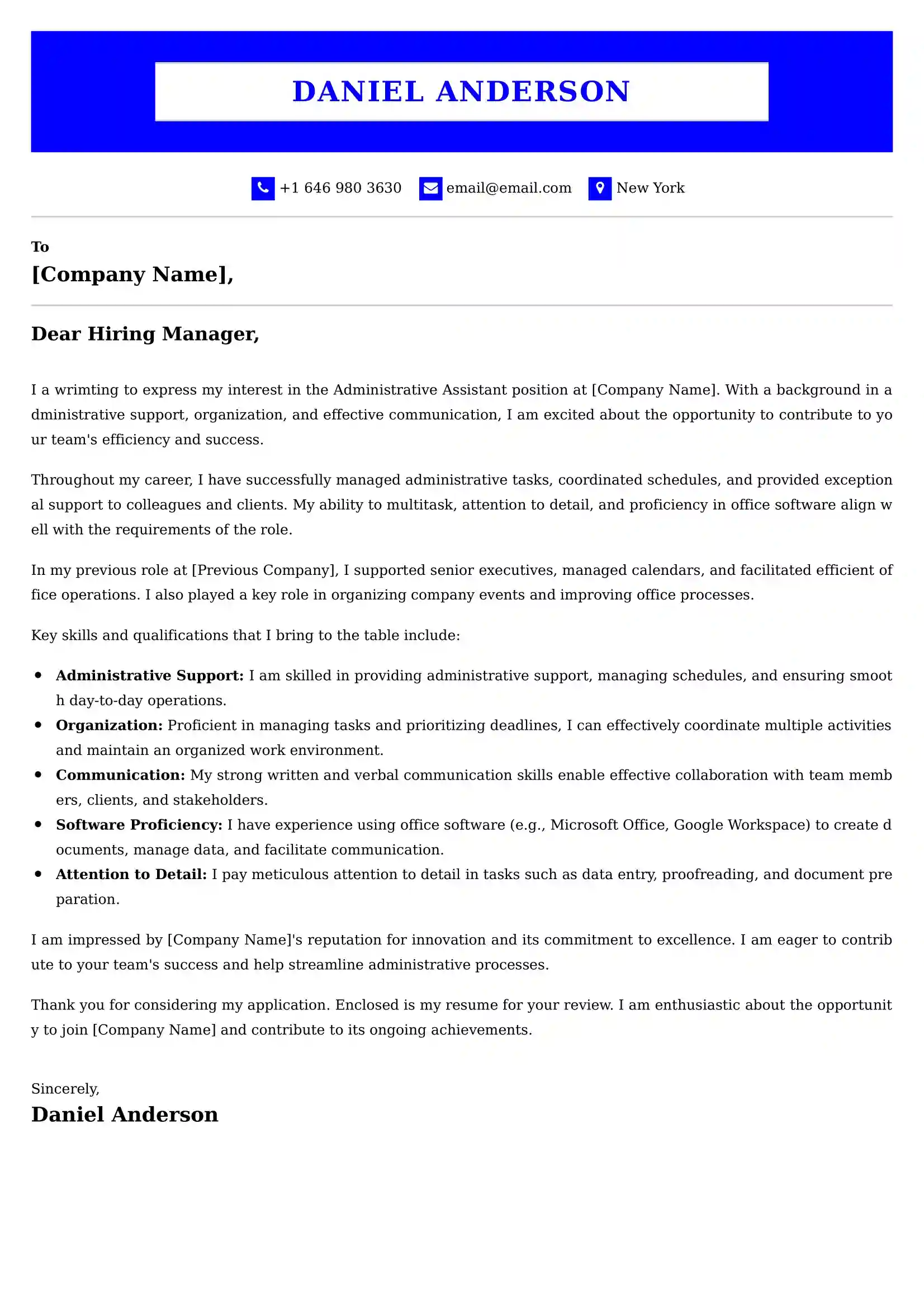 Administrative Assistant Cover Letter Examples - Latest UK Format