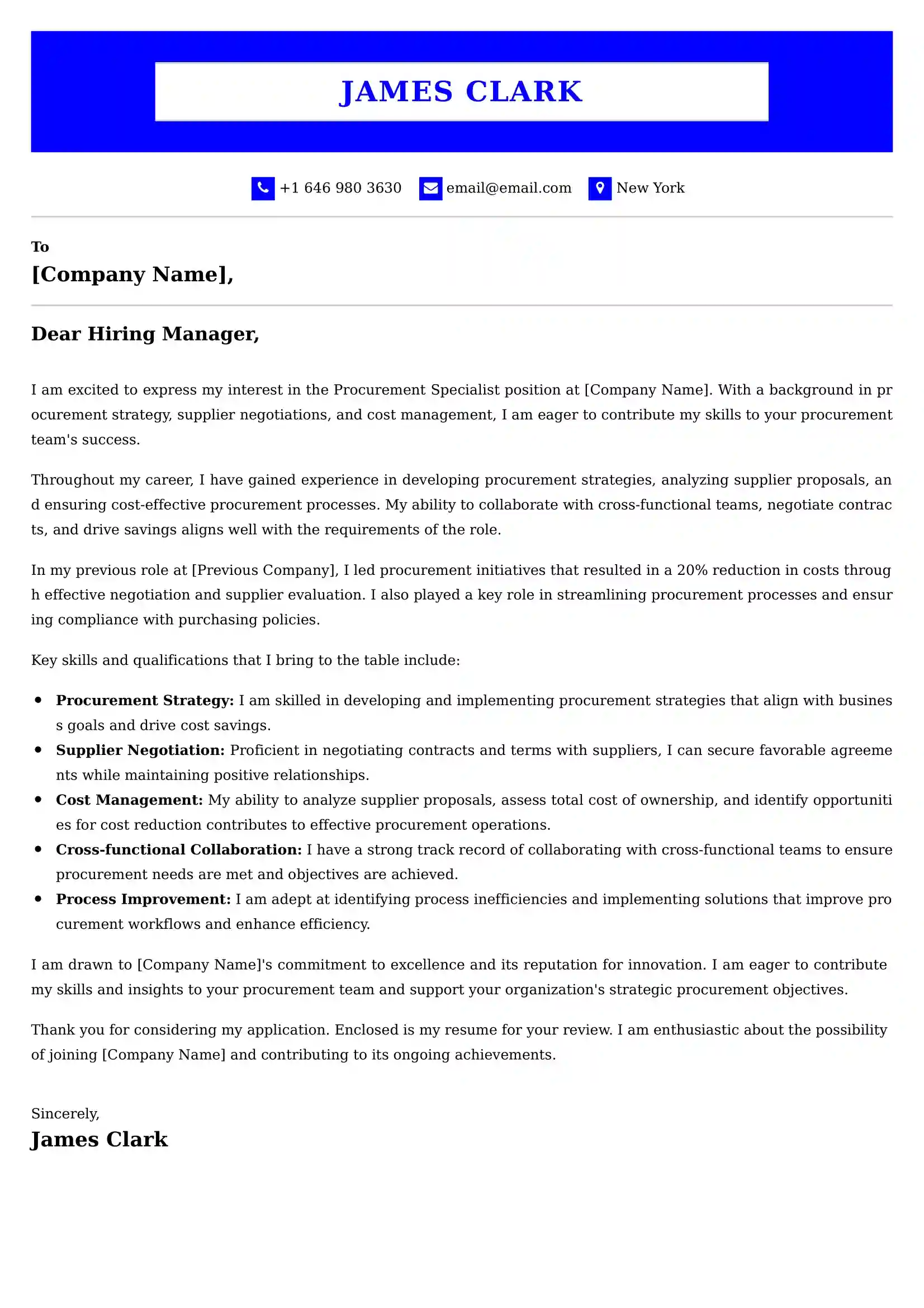 Procurement Analyst Cover Letter Examples - Latest UK Format