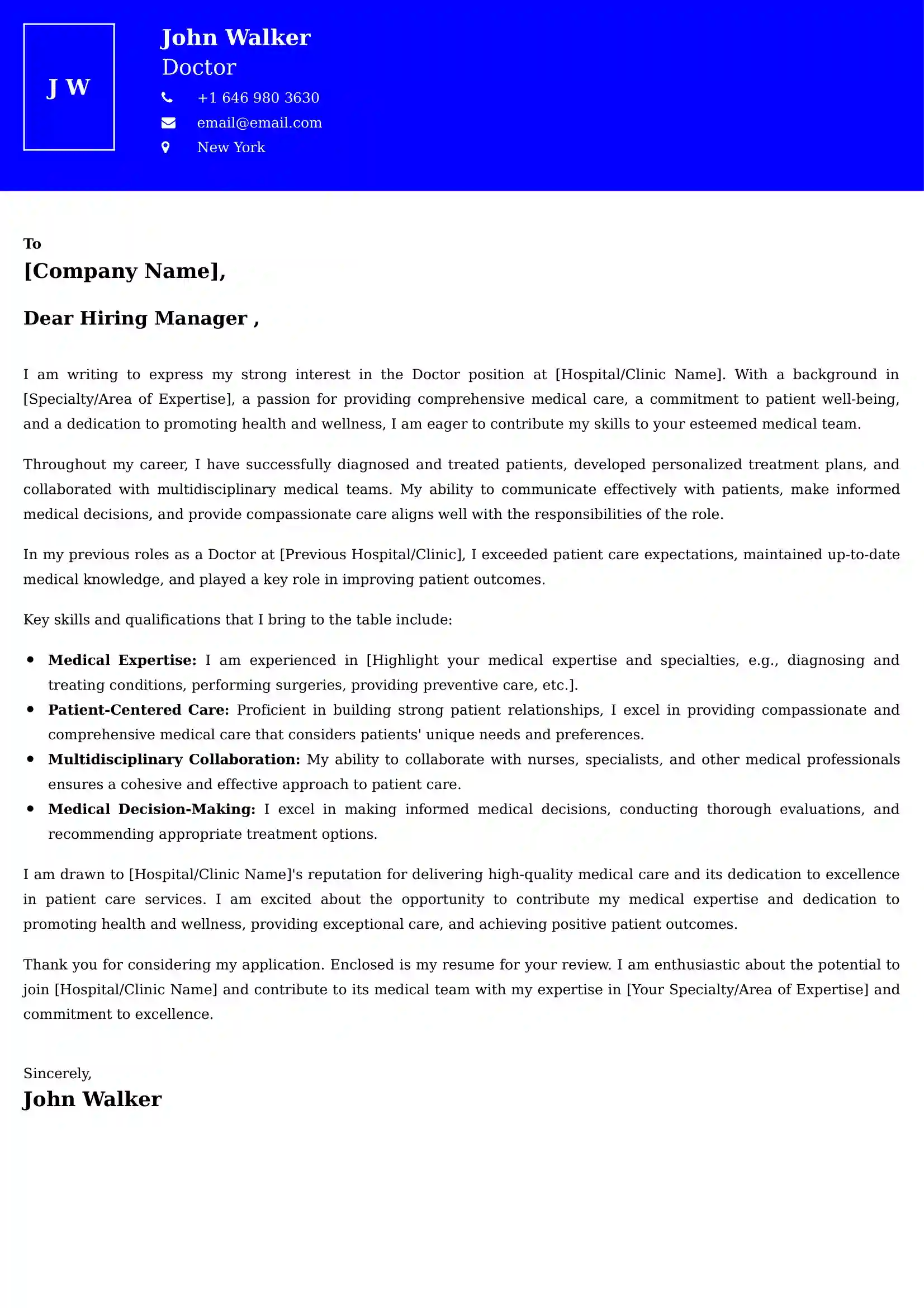 Doctor Cover Letter Examples - Latest UK Format