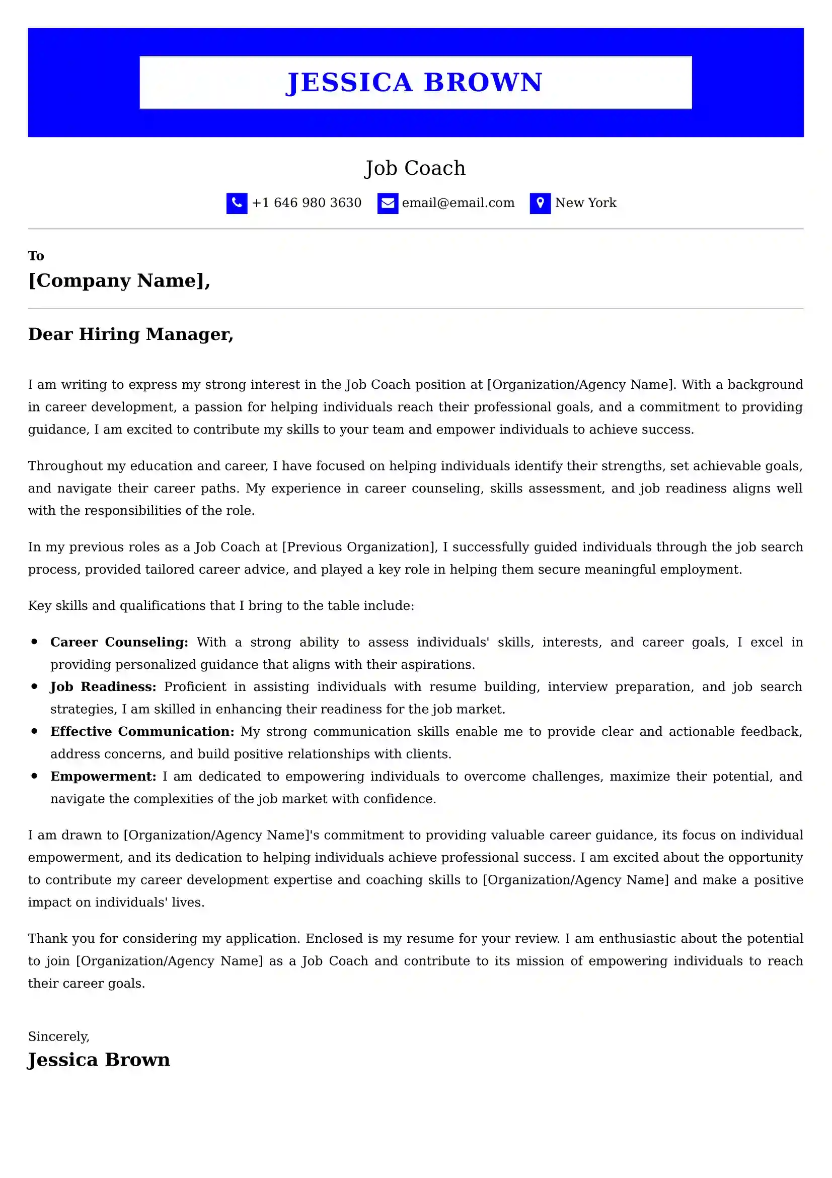 Job Coach Cover Letter Examples - Latest UK Format