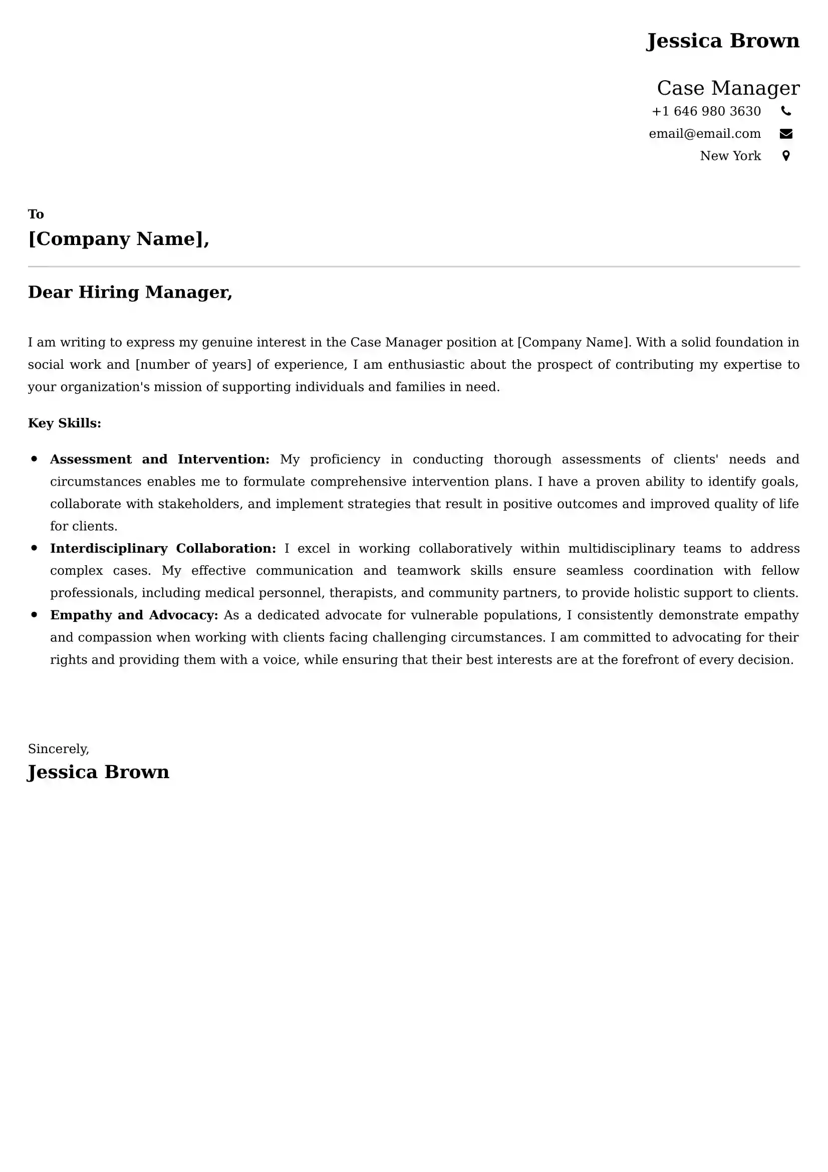 Case Manager Cover Letter Examples - Latest UK Format