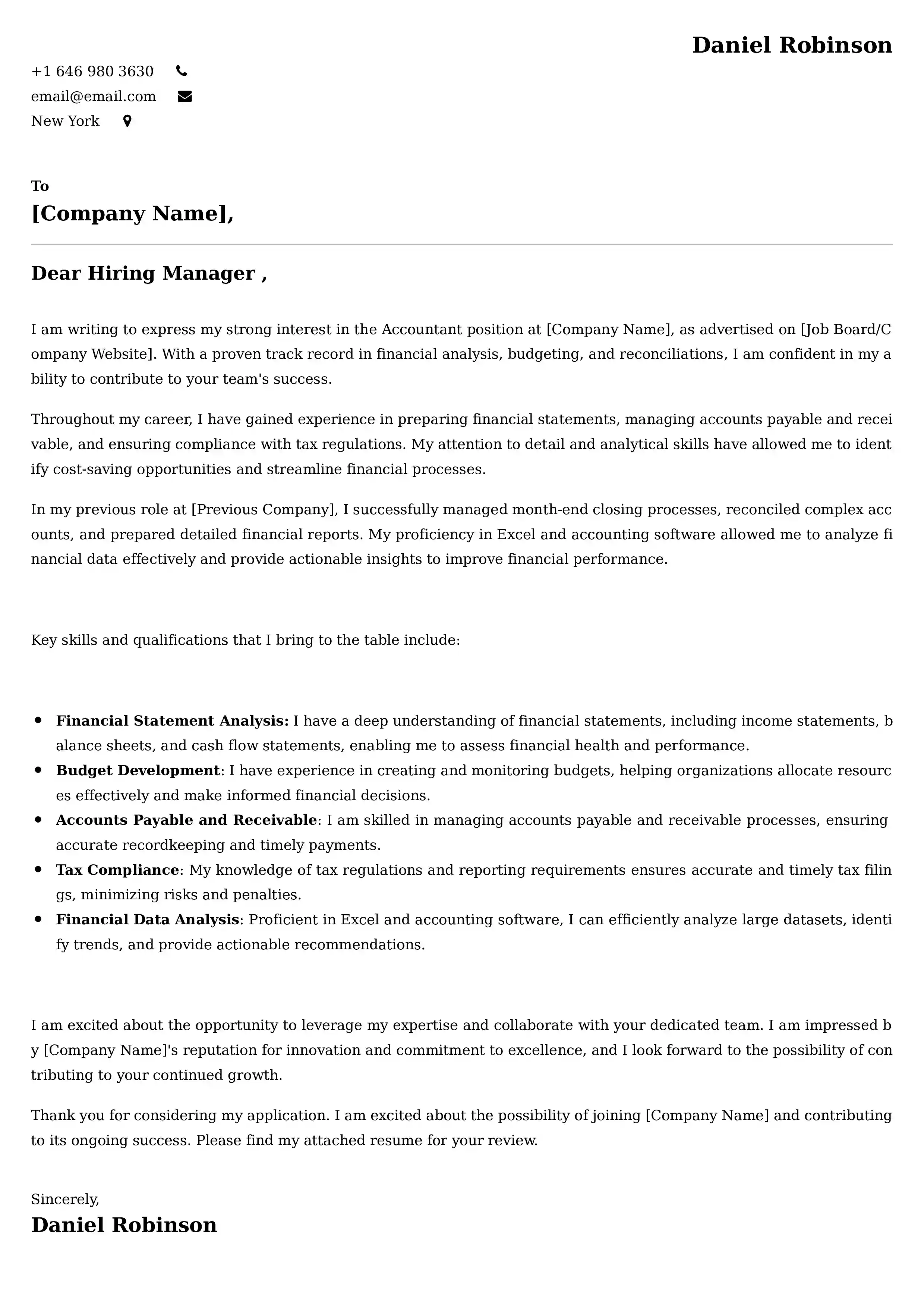 Accountant Cover Letter Examples - Latest UK Format